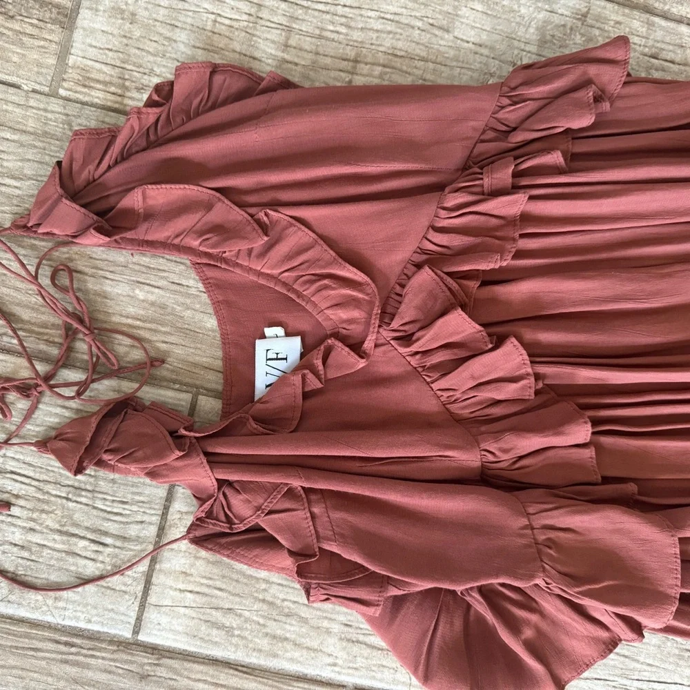 S/W/F Rust Ruffle dress - Picture 4 of 9